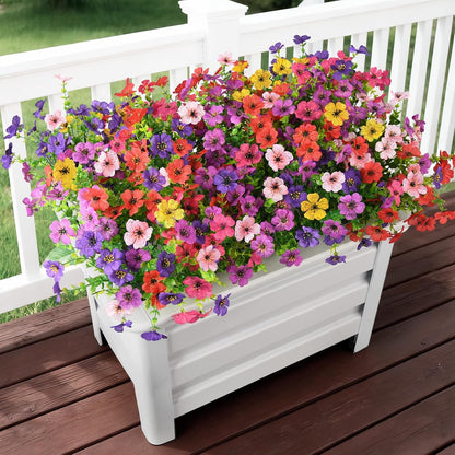 INQCMY Artificial Flowers for Outdoors Faux Plants Outdoor Fake Flowers Spring Decoration, 12 Bundles Faux Silk Colorful Daisy Realistic UV Resistant for Outside Home Planter Window Porch Patio Yard