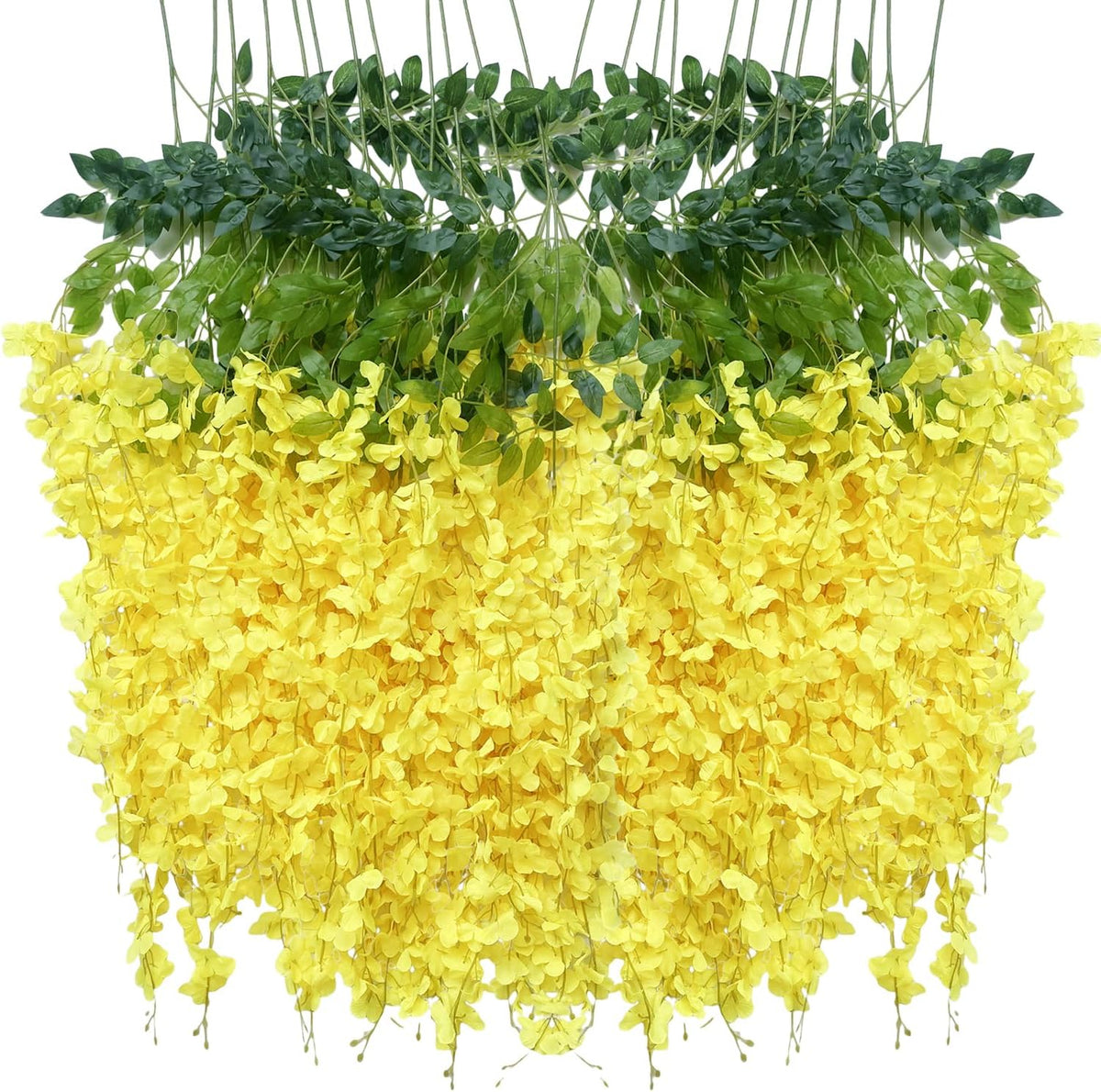 Artificial Wisteria Hanging Flowers-Fake Wisteria Flower Garland Silk Vines Rattan Decor for Home Wedding Arch Wall Garden Greenery Bedroom Outdoor Office Party Decoration (24, Purple)