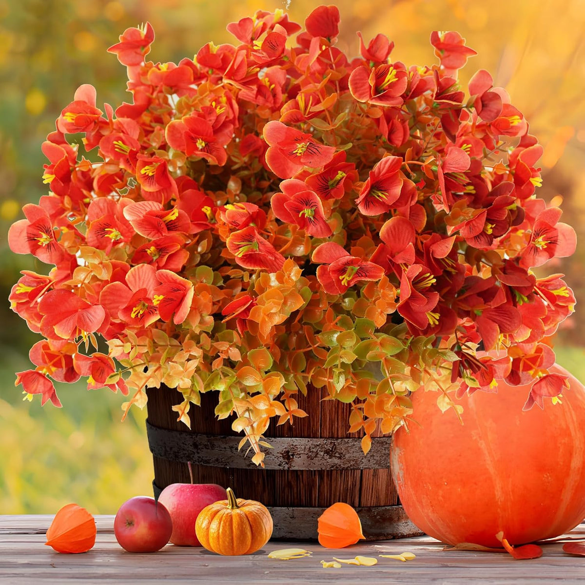 Artificial Flowers for Outdoor, UV Resistant Fake Silk Pansies Flowers, Realistic Faux Plants for Outside Indoor Porch Patio Window Box Planter Home Decor (16, Yellow Purple White Red)