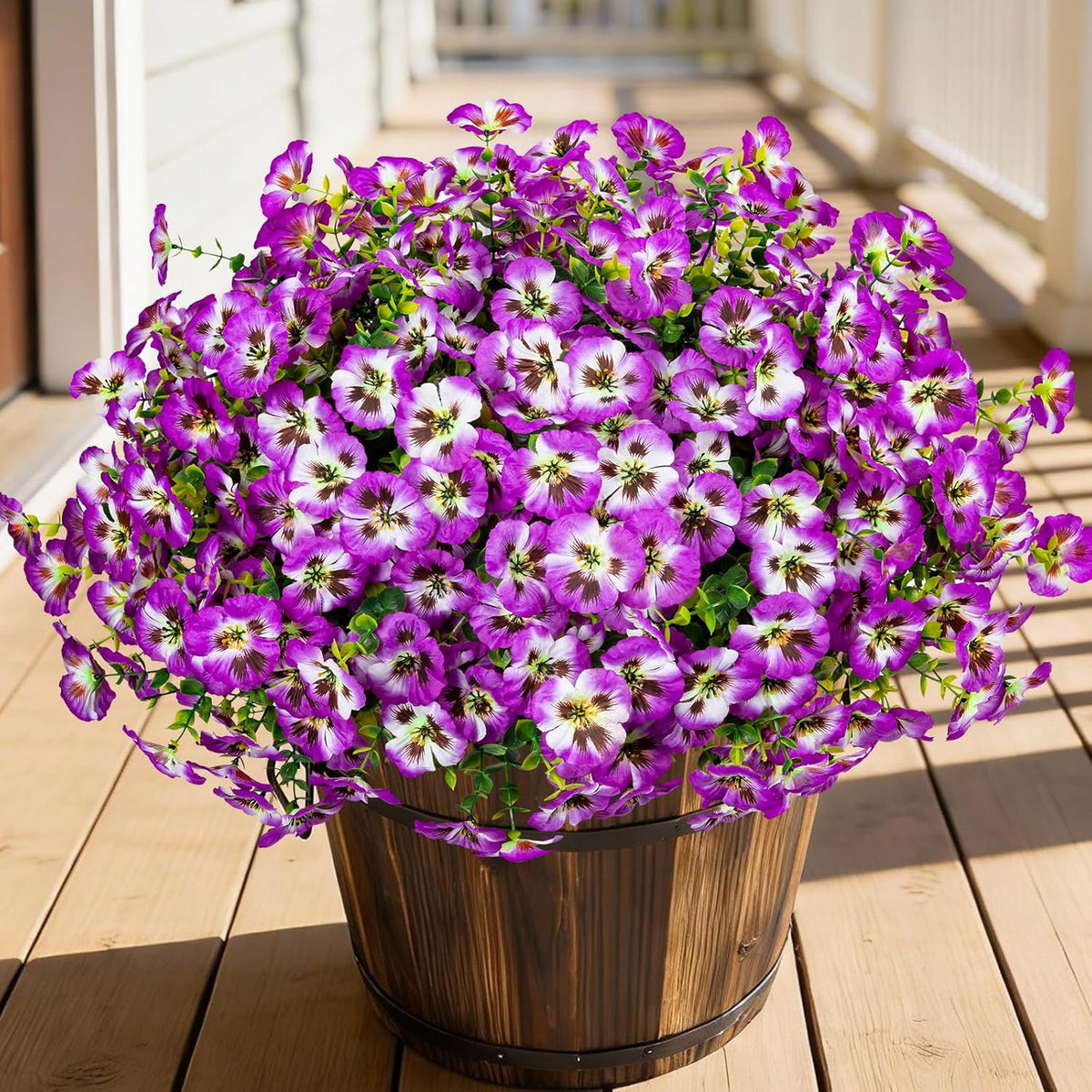 24 Pcs Artificial Fake Pansy Flowers for Outdoor, Faux Silk Plants Flowers UV Resistant Pansies Spring Flowers for Planter Front Door Porch Yard Patio Garden Window Box Home Decor (6 Color)