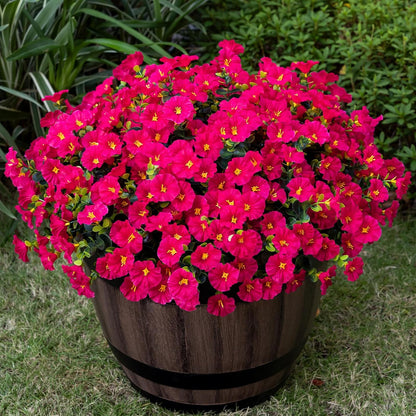 Artificial Faux Flowers for Outdoor 16 Bundles Boxwood Fake Morning Glory for Planter, UV Resistant Fake Flowers for Home Porch Patio Outside（8 Color）