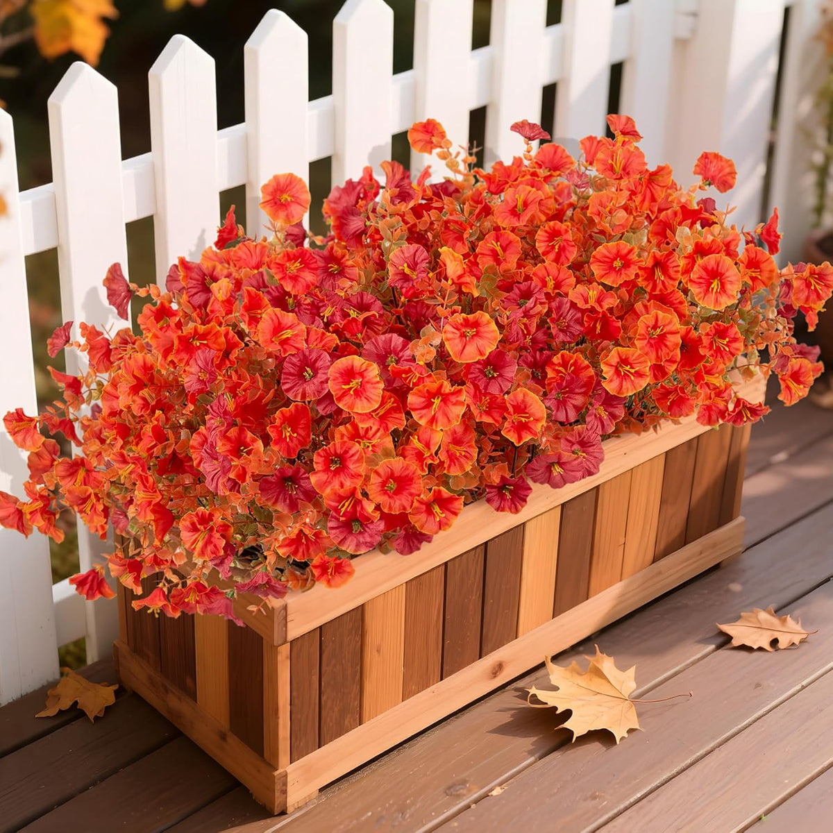 12 Bundles Morning Glory Artificial Flowers for Outdoor Decoration UV Resistant Fake Plastic Plants Artificial Greenery for Indoor Outdoor Garden Patio Window Box Home Decor