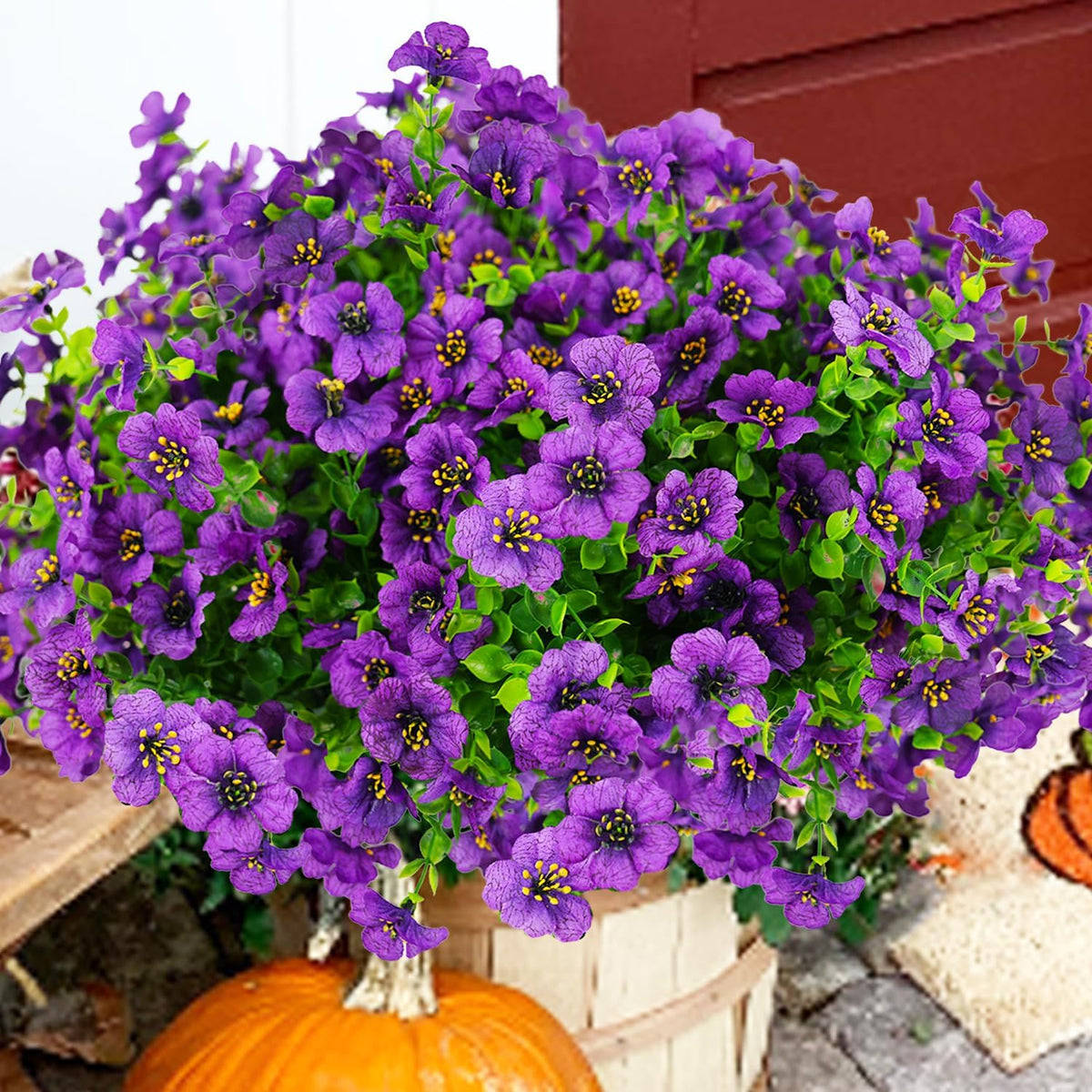 Artificial Flowers for Outdoor, UV Resistant Fake Silk Flowers, Realistic Faux Plants for Outside Indoor Porch Patio Window Box Planter Home Decor (20, Yellow Purple Rosy Pink Red)