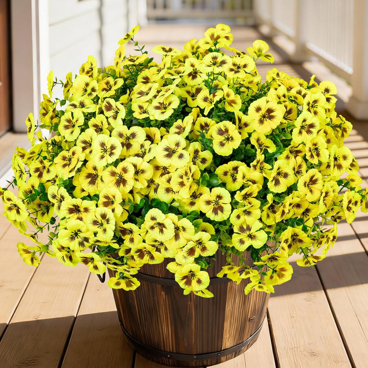 24 Pcs Artificial Fake Pansy Flowers for Outdoor, Faux Silk Plants Flowers UV Resistant Pansies Spring Flowers for Planter Front Door Porch Yard Patio Garden Window Box Home Decor (6 Color)