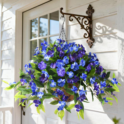 Hommyea Artificial Fake Hanging Flowers Plants Basket for Outdoors Outside Decoration UV Resistant Faux Silk Flowers Look Real Plastic Flowers for Spring Planters Home Porch Patio Garden Decor(purple)