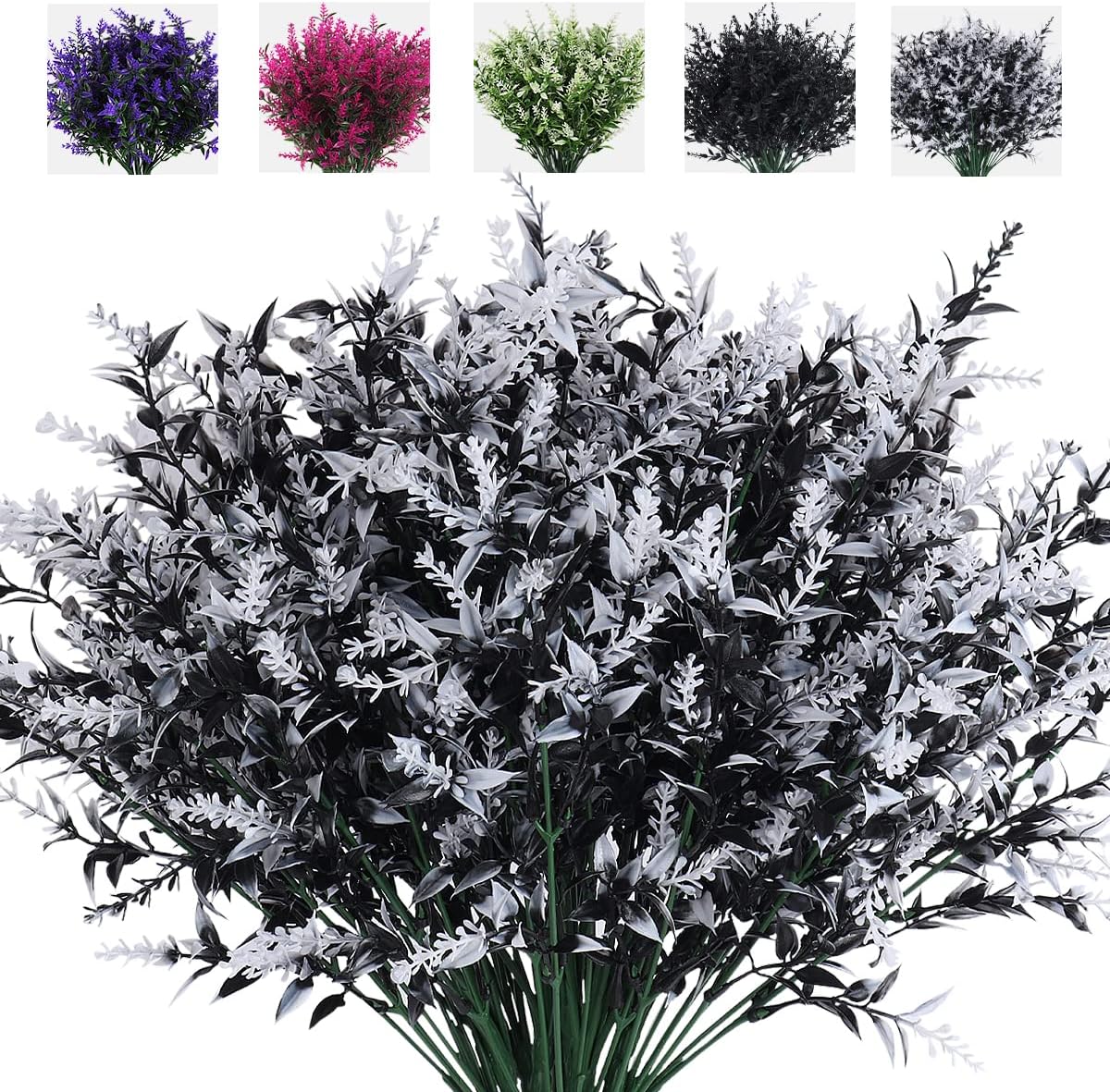 Outdoor Artificial Plant UV Resistant Fake Stems Plants, Faux Plastic Greenery for Indoor and Outdoor Hanging Plants Garden Porch Window Box Home Wedding Farmhouse Outdoor Decorations for Patio (Fuchsia)
