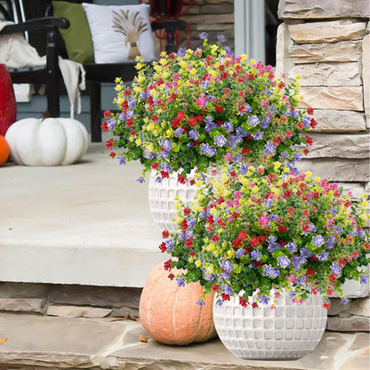 Outdoor Artificial Flowers UV Resistant, 20 Bundles Fake Realistic Floral Greenery Plants for Outside Porch, Window Boxes, Garden, Yard, Inside Home Table Decor, White