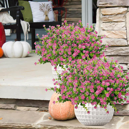 Outdoor Artificial Flowers UV Resistant, 20 Bundles Fake Realistic Floral Greenery Plants for Outside Porch, Window Boxes, Garden, Yard, Inside Home Table Decor, White