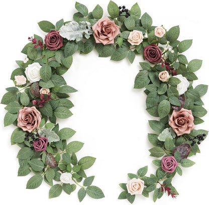 Seasonal Black Burgundy Rose Garland Home Decor Kit