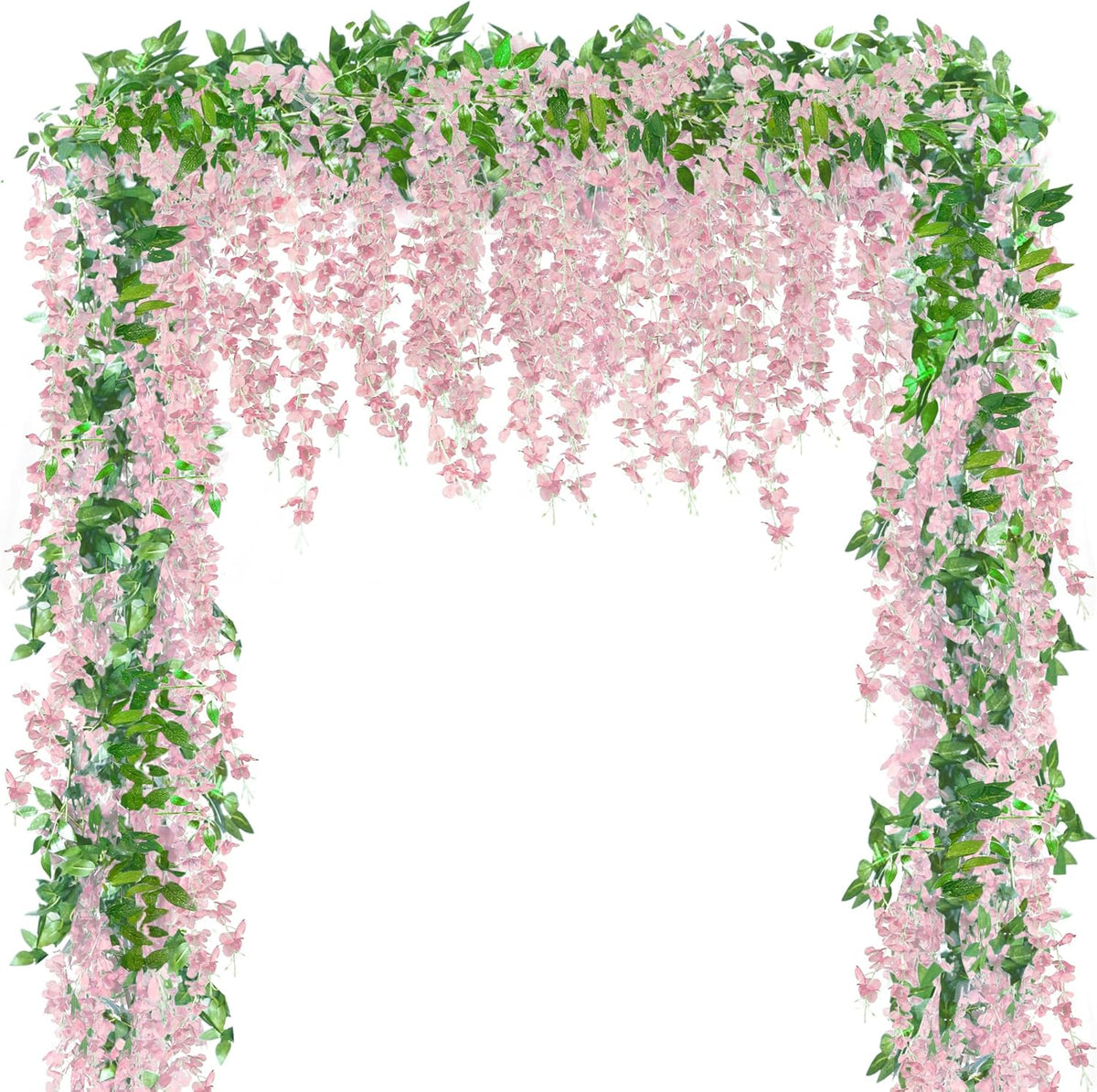 Sggvecsy 6Pcs Wisteria Garland Artificial Flowers Garland Fake Hanging Wisteria Vines Rattan Silk Hanging Flower Vines for Home Garden Outdoor Wedding Arch Party Ceremony Total 35.4Ft (Purple)