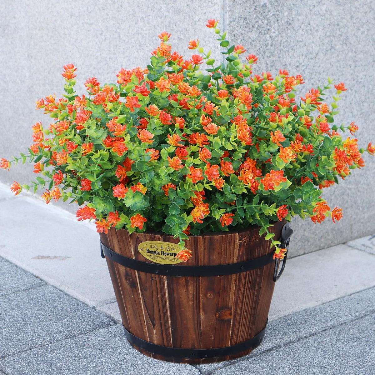 Artificial Flowers for Outdoors, 12 Bundles UV Resistant Realistic Faux Plants for Outside Porch Planter, Spring Summer Home Garden Decoration, Blue