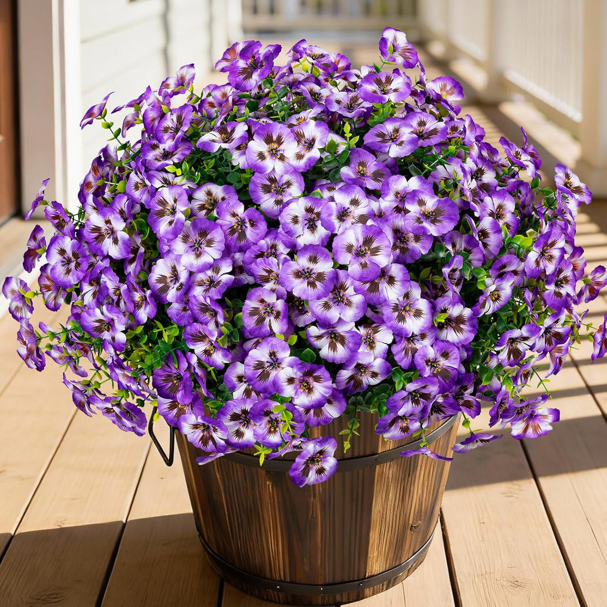 24 Pcs Artificial Fake Pansy Flowers for Outdoor, Faux Silk Plants Flowers UV Resistant Pansies Spring Flowers for Planter Front Door Porch Yard Patio Garden Window Box Home Decor (6 Color)
