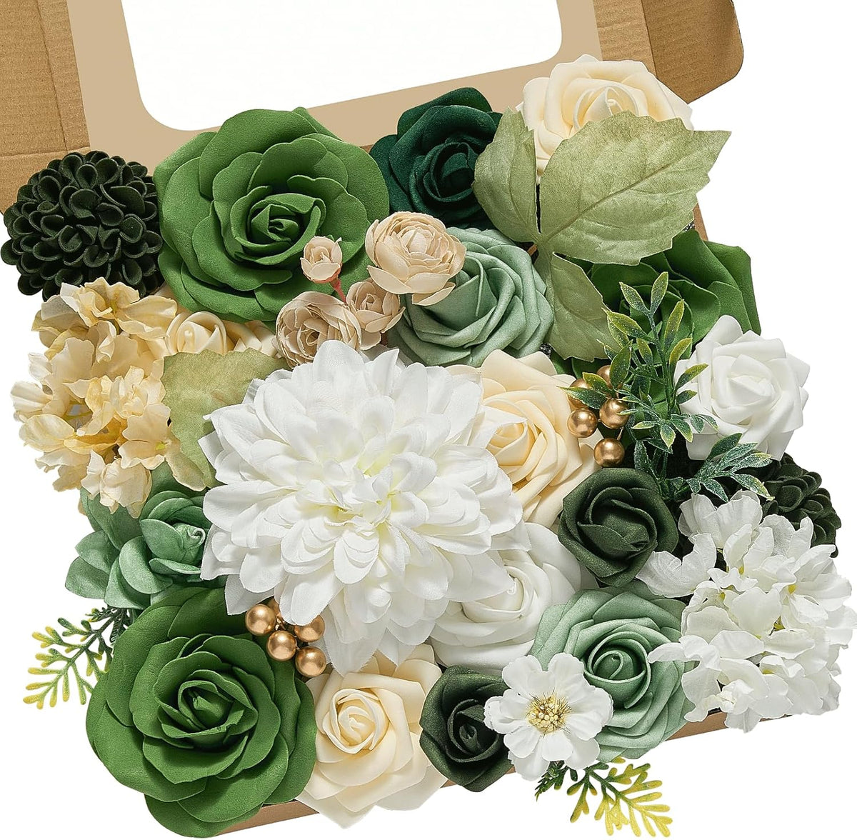 Alecono Artificial Flowers, Yellow Fake Spring Flowers Combo Box with Stems for DIY Wedding Cake, Party Table Centerpieces Home Decor