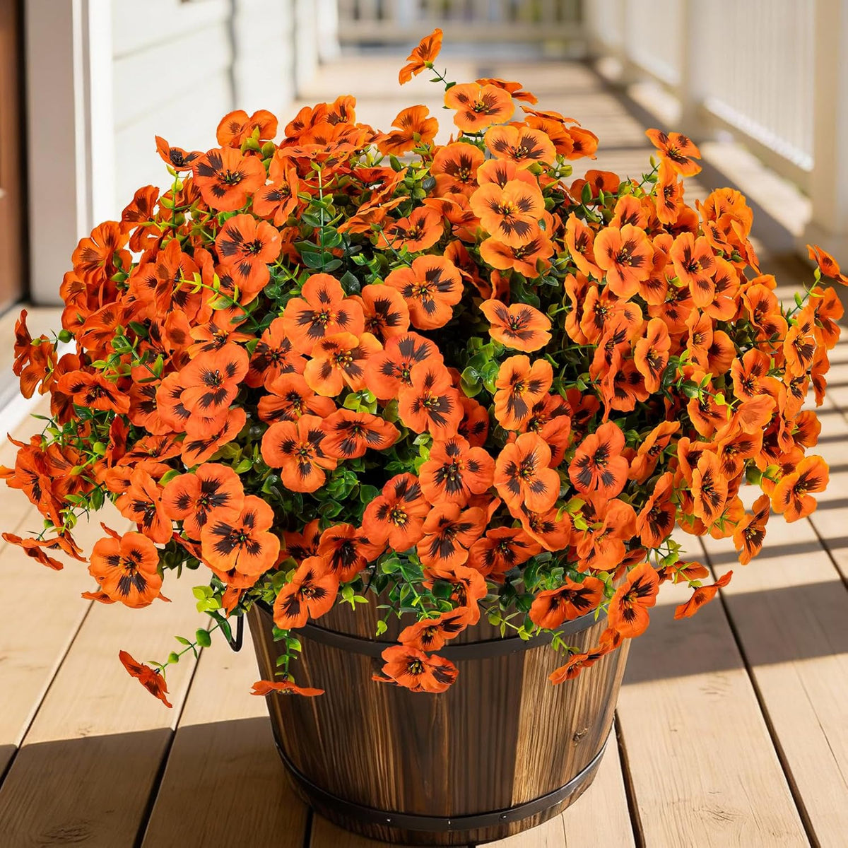 24 Pcs Artificial Fake Pansy Flowers for Outdoor, Faux Silk Plants Flowers UV Resistant Pansies Spring Flowers for Planter Front Door Porch Yard Patio Garden Window Box Home Decor (6 Color)