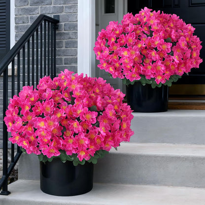 2 Sets of Artificial Camellia Topiary Ball Trees - Fake Flower Potted Plants, UV Resistant Faux Camellia Potted Bushes for Front Door, Farmhouse, Porch, Garden, Outdoor Decoration (White)