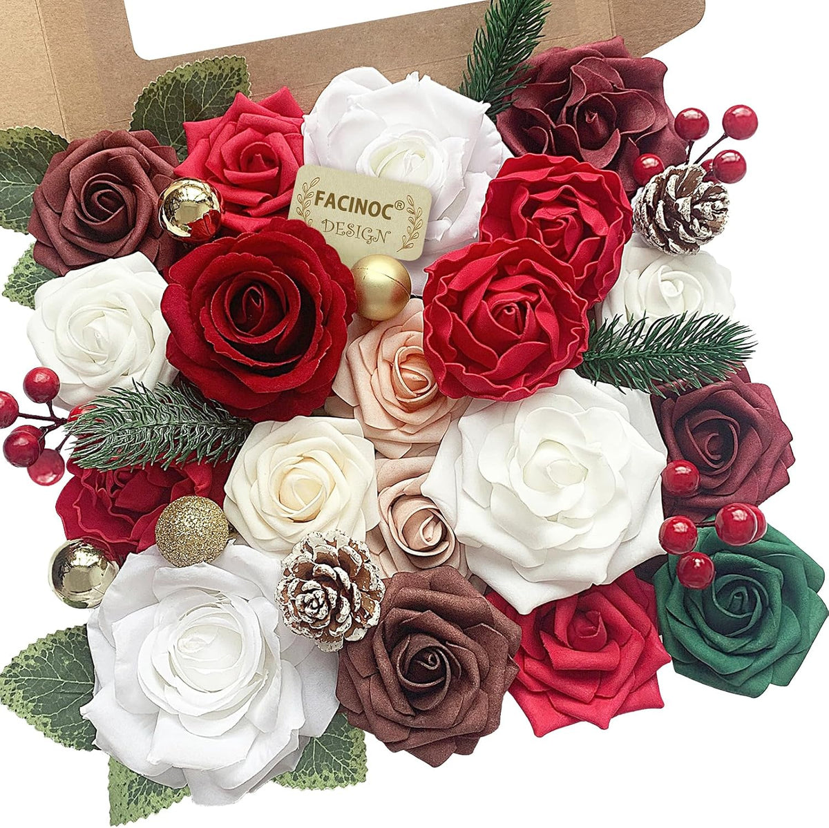 Roses Artificial Flowers Pink Bouquets Box Set for DIY Bridal Wedding Shower Decorations Fake Floral Arrangements for Party Table Centerpieces Home Decor Indoor Outdoor Dusty Blush 19 Pcs