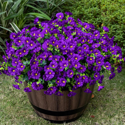 Artificial Faux Flowers for Outdoor 16 Bundles Boxwood Fake Morning Glory for Planter, UV Resistant Fake Flowers for Home Porch Patio Outside（8 Color）