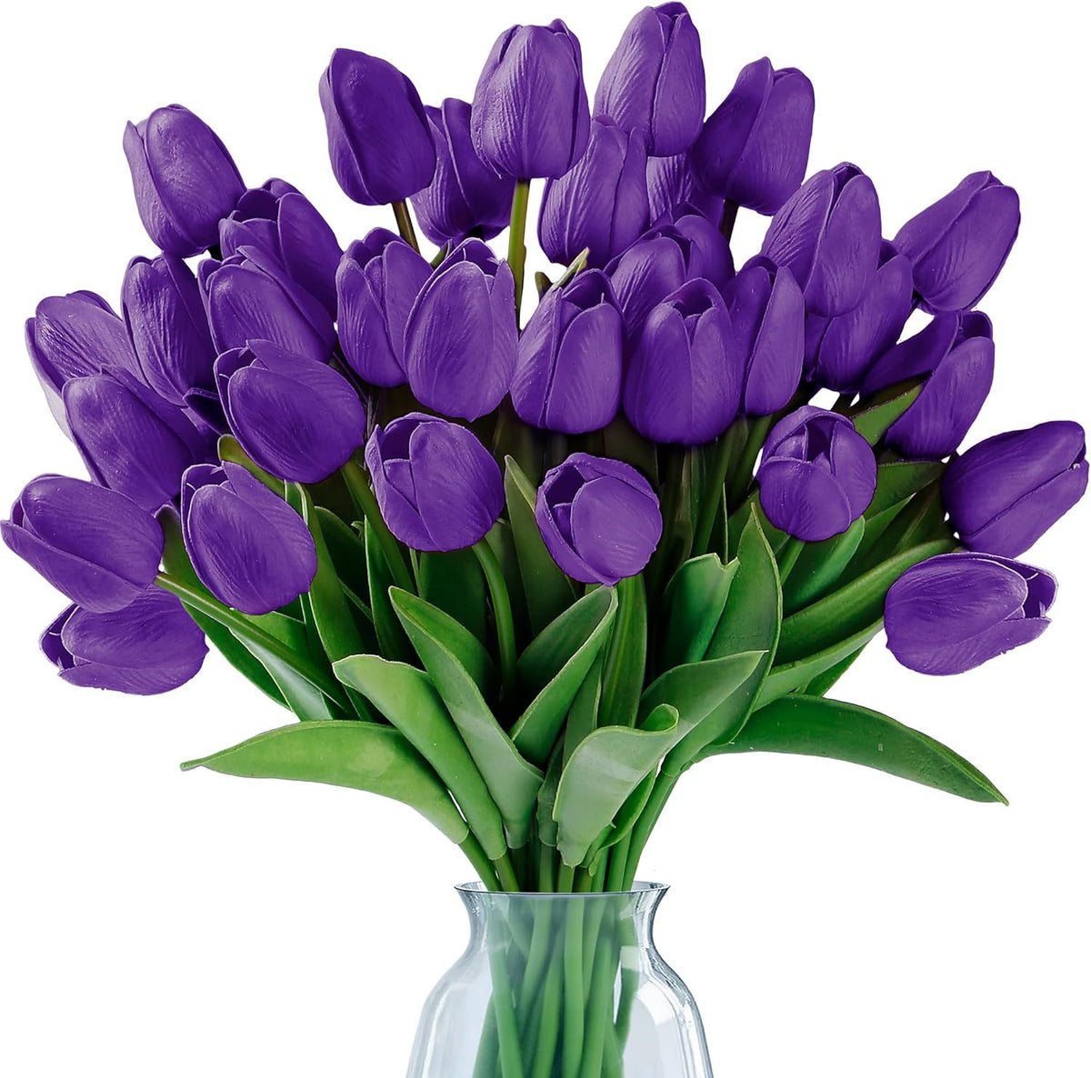 Sggvecsy 30 Pcs Fake Tulips Artificial Flowers Real Touch PU Faux Flowers Tulip Stems for Wedding Spring Bouquet Floral Arrangement Home Office Party Decorations for Mother's Day (Multi Colors)