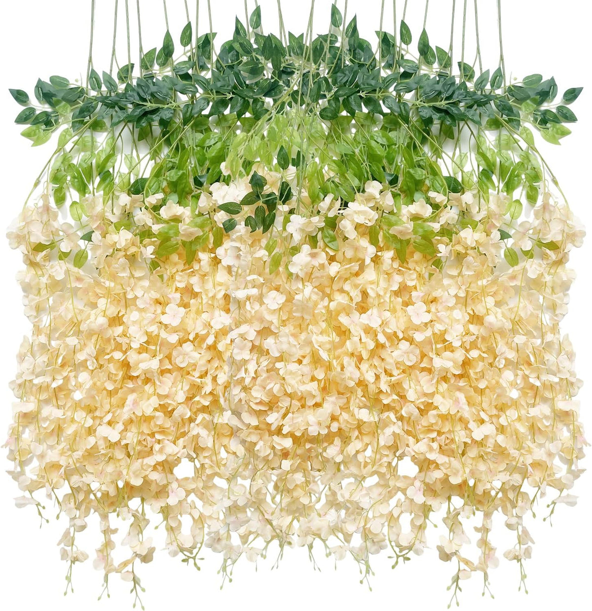 Artificial Wisteria Hanging Flowers-Fake Wisteria Flower Garland Silk Vines Rattan Decor for Home Wedding Arch Wall Garden Greenery Bedroom Outdoor Office Party Decoration (24, Purple)