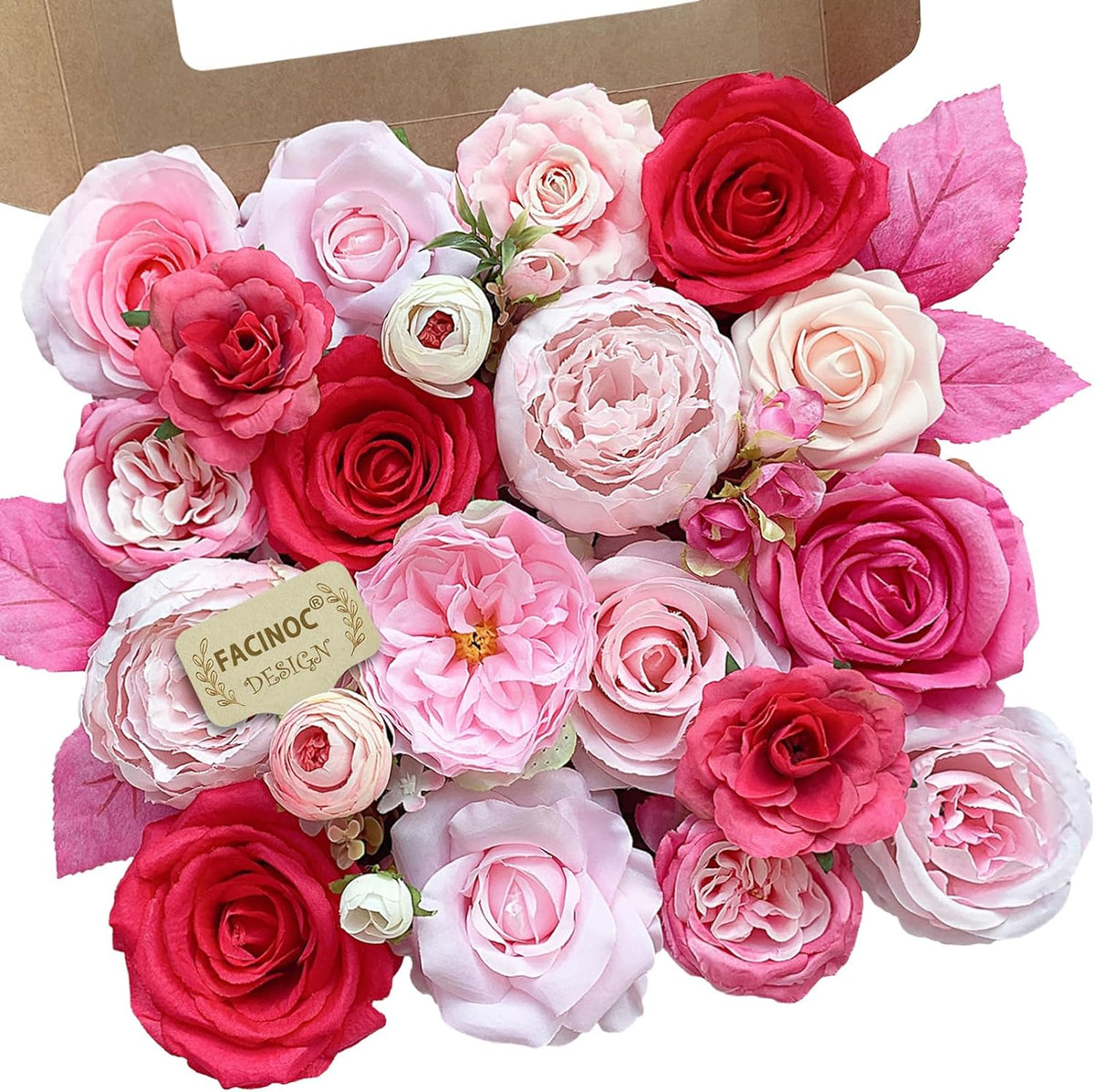 Roses Artificial Flowers Pink Bouquets Box Set for DIY Bridal Wedding Shower Decorations Fake Floral Arrangements for Party Table Centerpieces Home Decor Indoor Outdoor Dusty Blush 19 Pcs