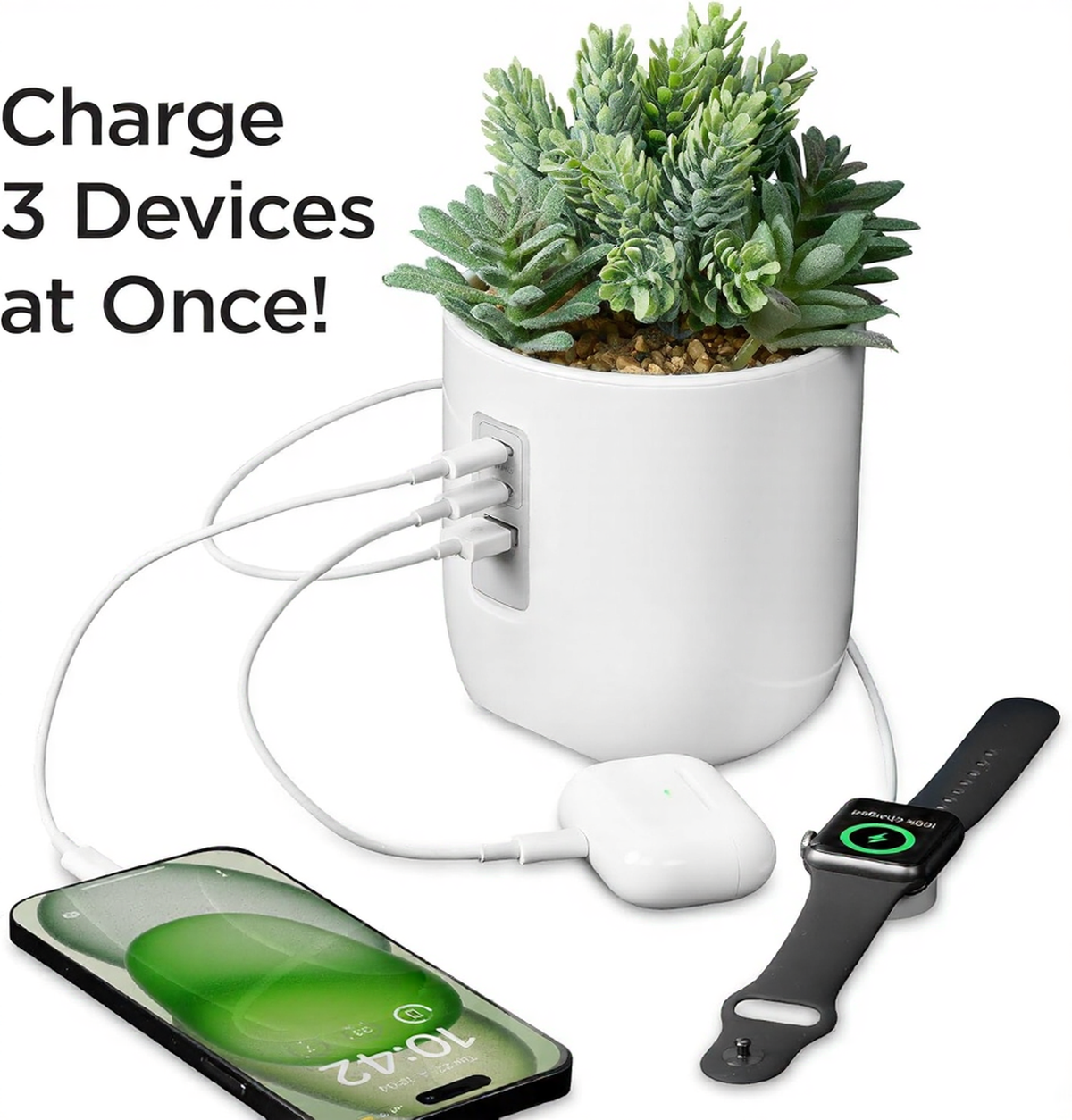 Vibrant Succulent Usb Charging Station Indoor Decor Arrangement