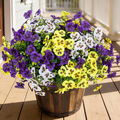 24 Pcs Artificial Fake Pansy Flowers for Outdoor, Faux Silk Plants Flowers UV Resistant Pansies Spring Flowers for Planter Front Door Porch Yard Patio Garden Window Box Home Decor (6 Color)