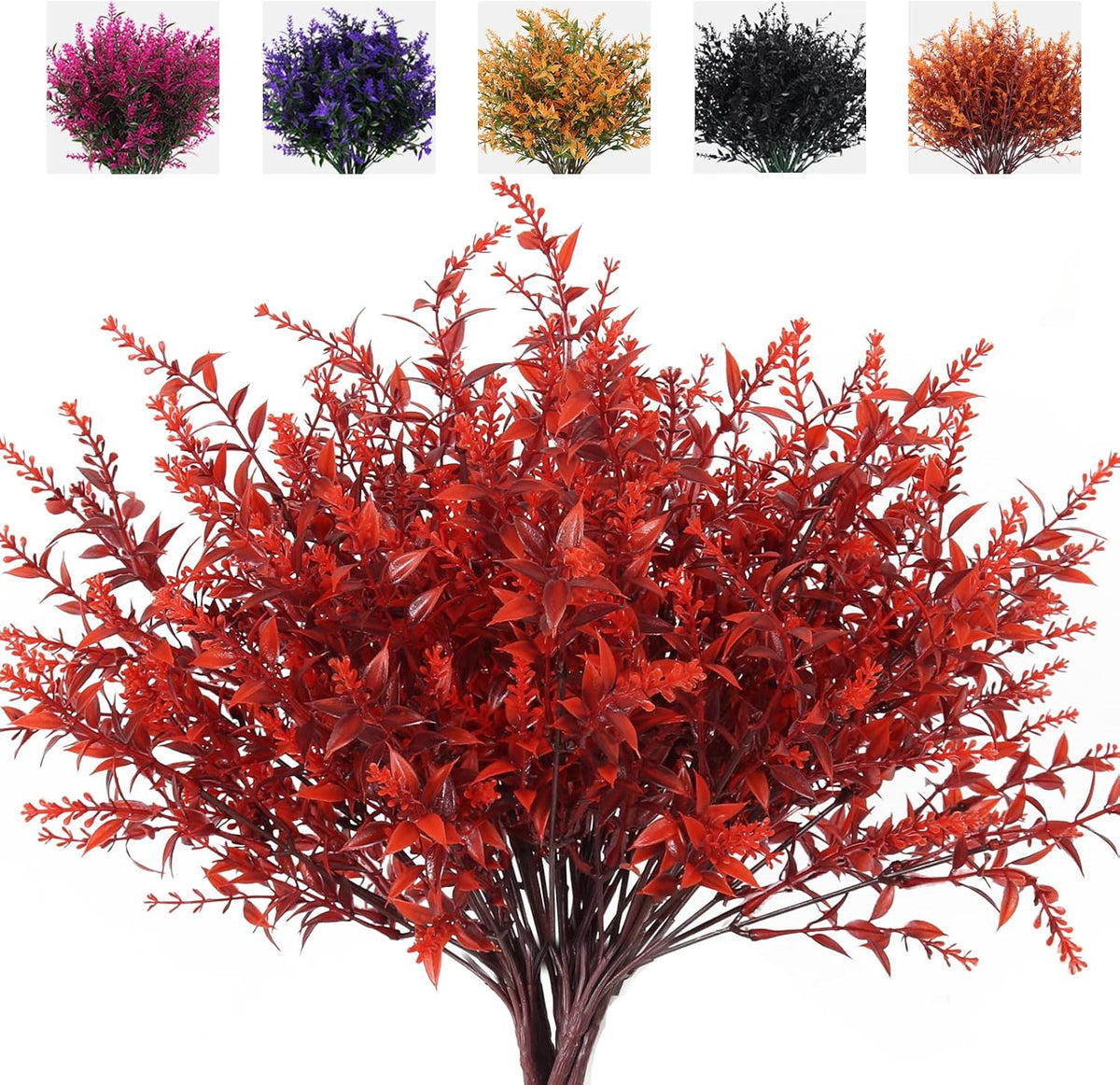 12 Bundles Artificial Lavender Flowers - UV Resistant Outdoor Fake Plants for Garden and Porch Decor