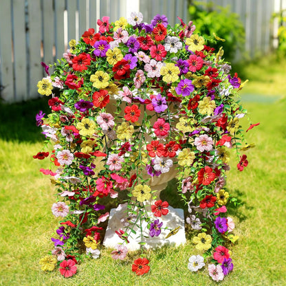 Artificial Flowers for Outdoors Spring Decor, 6 Bundles UV Resistant Realistic Fuax Silk Hanging Flowers, Fake Plants for Planter Indoor and Outdoor Garden Porch Patio Balcony Yard Farmhouse