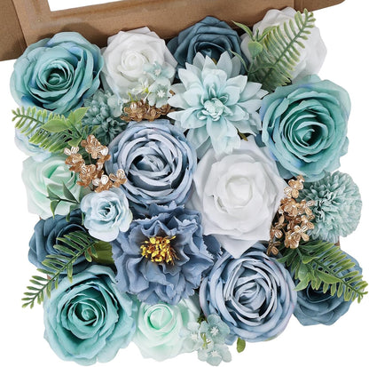 Artificial Flowers Combo Pink Roses with Stems Bouquets Box Set Bridal Wedding Shower Decorations Fake Floral for Party Table Centerpieces Home Decor
