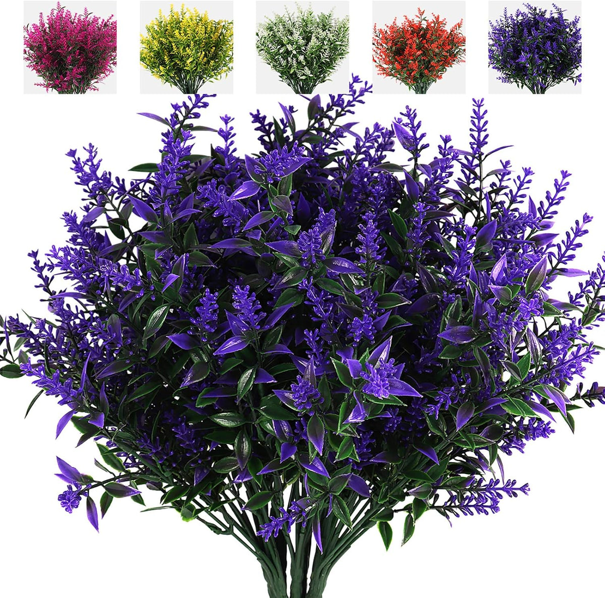 Outdoor Artificial Plant UV Resistant Fake Stems Plants, Faux Plastic Greenery for Indoor and Outdoor Hanging Plants Garden Porch Window Box Home Wedding Farmhouse Outdoor Decorations for Patio (Fuchsia)