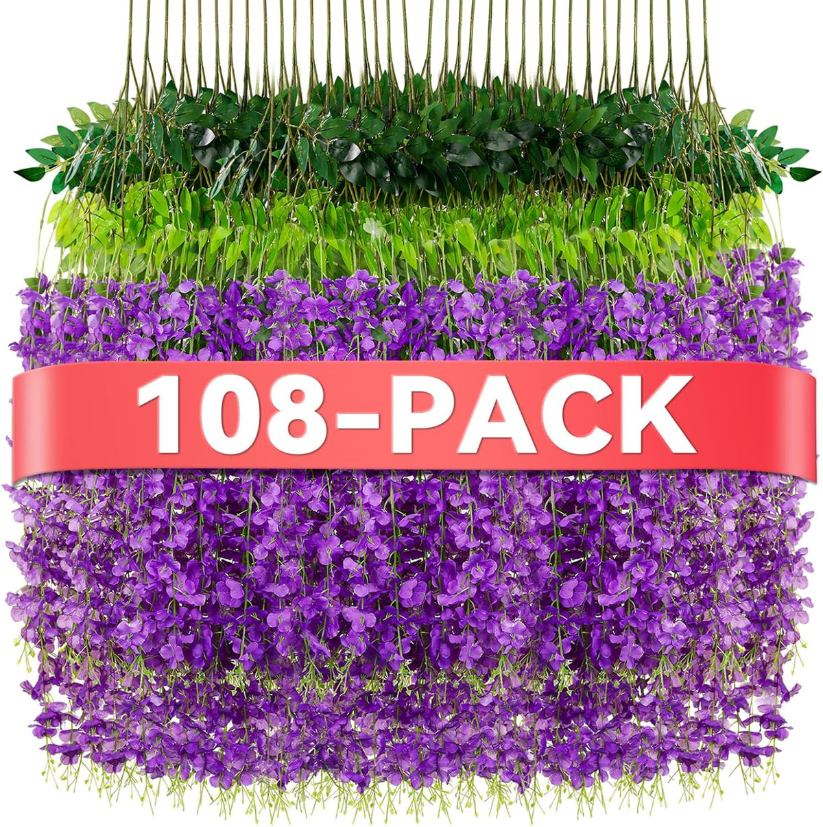 Wisteria Hanging Flowers, Fake Hanging Flowers, Wisteria artificiales Garland for Home Wedding Arch Floral Party Garden Ceremony Outdoor Decor, 3.6 feet Long (12, Purple)