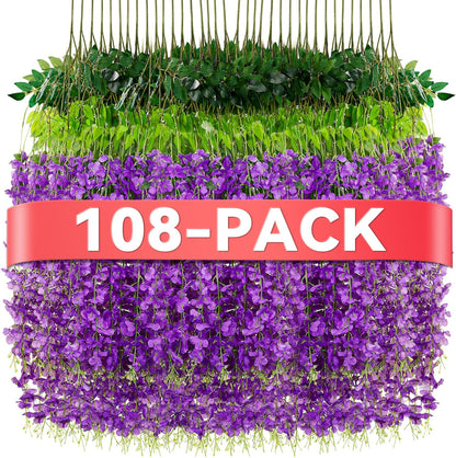 Wisteria Hanging Flowers, Fake Hanging Flowers, Wisteria artificiales Garland for Home Wedding Arch Floral Party Garden Ceremony Outdoor Decor, 3.6 feet Long (12, Purple)