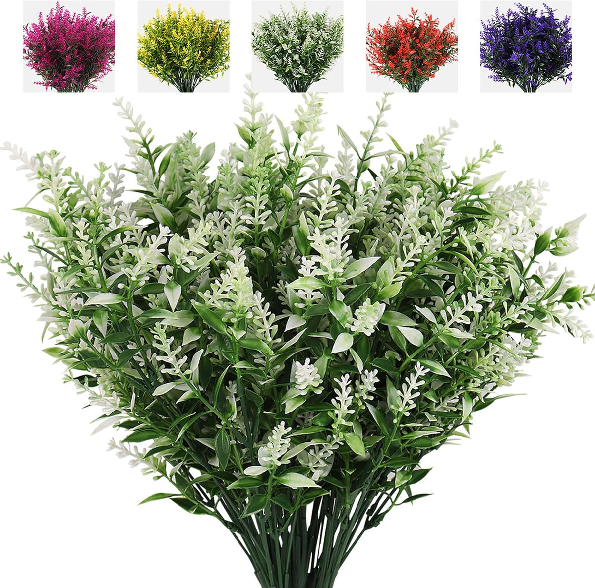 Outdoor Artificial Plant UV Resistant Fake Stems Plants, Faux Plastic Greenery for Indoor and Outdoor Hanging Plants Garden Porch Window Box Home Wedding Farmhouse Outdoor Decorations for Patio (Fuchsia)