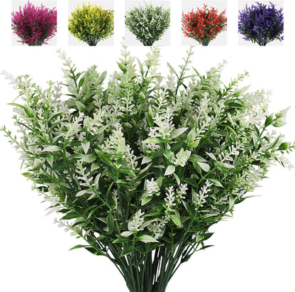 Outdoor Artificial Plant UV Resistant Fake Stems Plants, Faux Plastic Greenery for Indoor and Outdoor Hanging Plants Garden Porch Window Box Home Wedding Farmhouse Outdoor Decorations for Patio (Fuchsia)