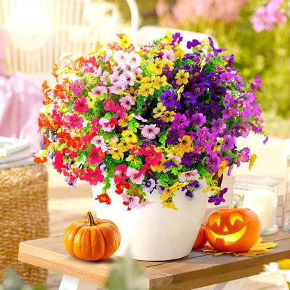Artificial Flowers for Outdoors, Faux Flowers Daisy with Eucalyptus Leaves for Indoor Garden Home Decoration, UV Resistant Artificial Flower Fake Plants for Porch Patio, 12 Bundles (6 Multicolor)