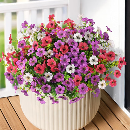 INQCMY Artificial Flowers for Outdoors Faux Plants Outdoor Fake Flowers Spring Decoration, 12 Bundles Faux Silk Colorful Daisy Realistic UV Resistant for Outside Home Planter Window Porch Patio Yard