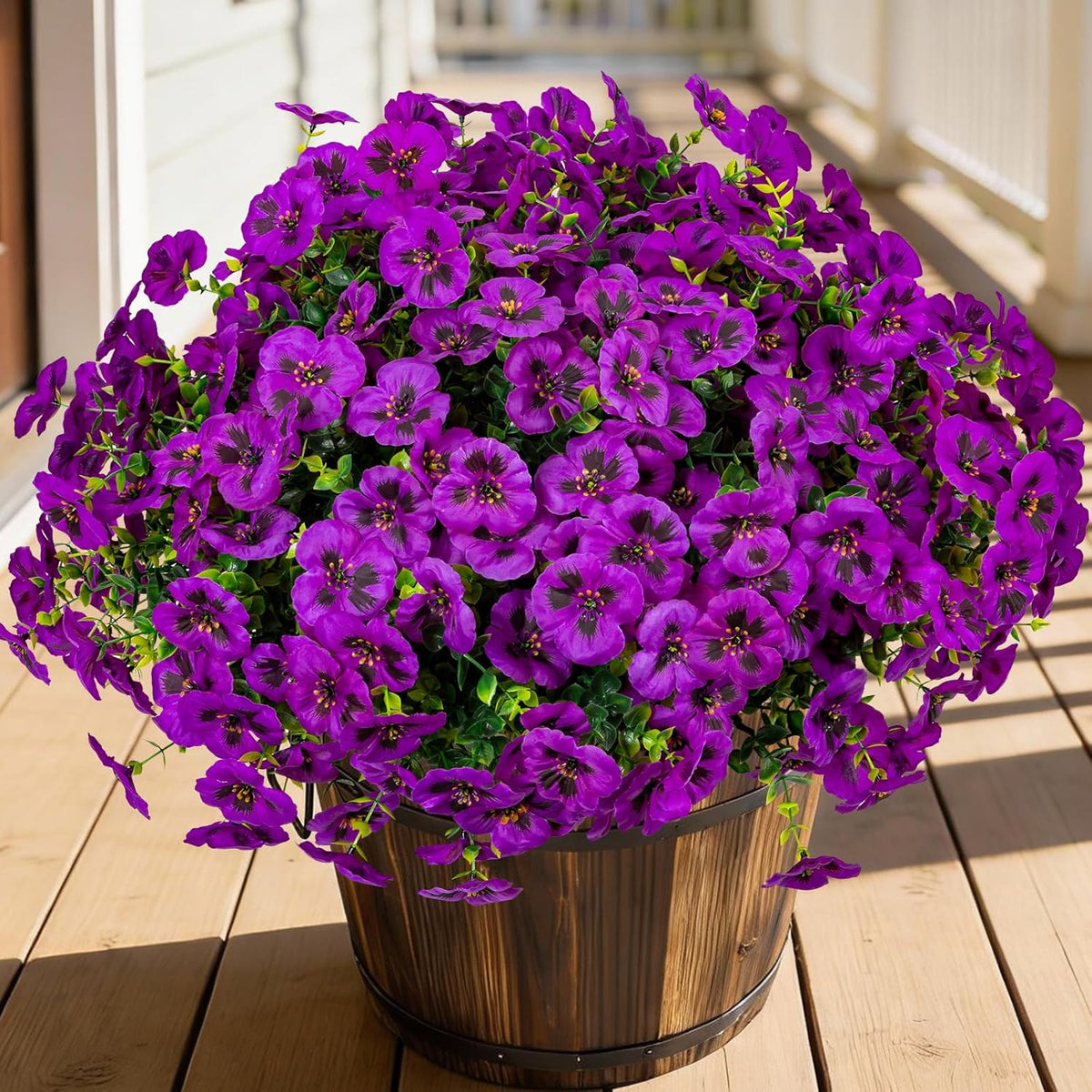 24 Pcs Artificial Fake Pansy Flowers for Outdoor, Faux Silk Plants Flowers UV Resistant Pansies Spring Flowers for Planter Front Door Porch Yard Patio Garden Window Box Home Decor (6 Color)