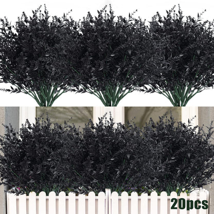 Outdoor Artificial Plant UV Resistant Fake Stems Plants, Faux Plastic Greenery for Indoor and Outdoor Hanging Plants Garden Porch Window Box Home Wedding Farmhouse Outdoor Decorations for Patio (Fuchsia)