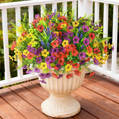 Homsunny Artificial Flowers for Outdoors, 12 PCS Faux Silk Flower Spring Decoration, Fake Outdoor Flowers UV Resistant No Fade Artificial Plants for Home Planter Front Porch Garden Patio Yard Decor