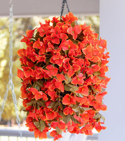 Artificial Bougainvillea Faux Flowers Plants Baskets for Outdoor Outside Decoration, 3PCS Fake Silk Flowers Long Trailing Vines UV Resistant Realistic for Front Door Porch Patio (PurpleHotpink)
