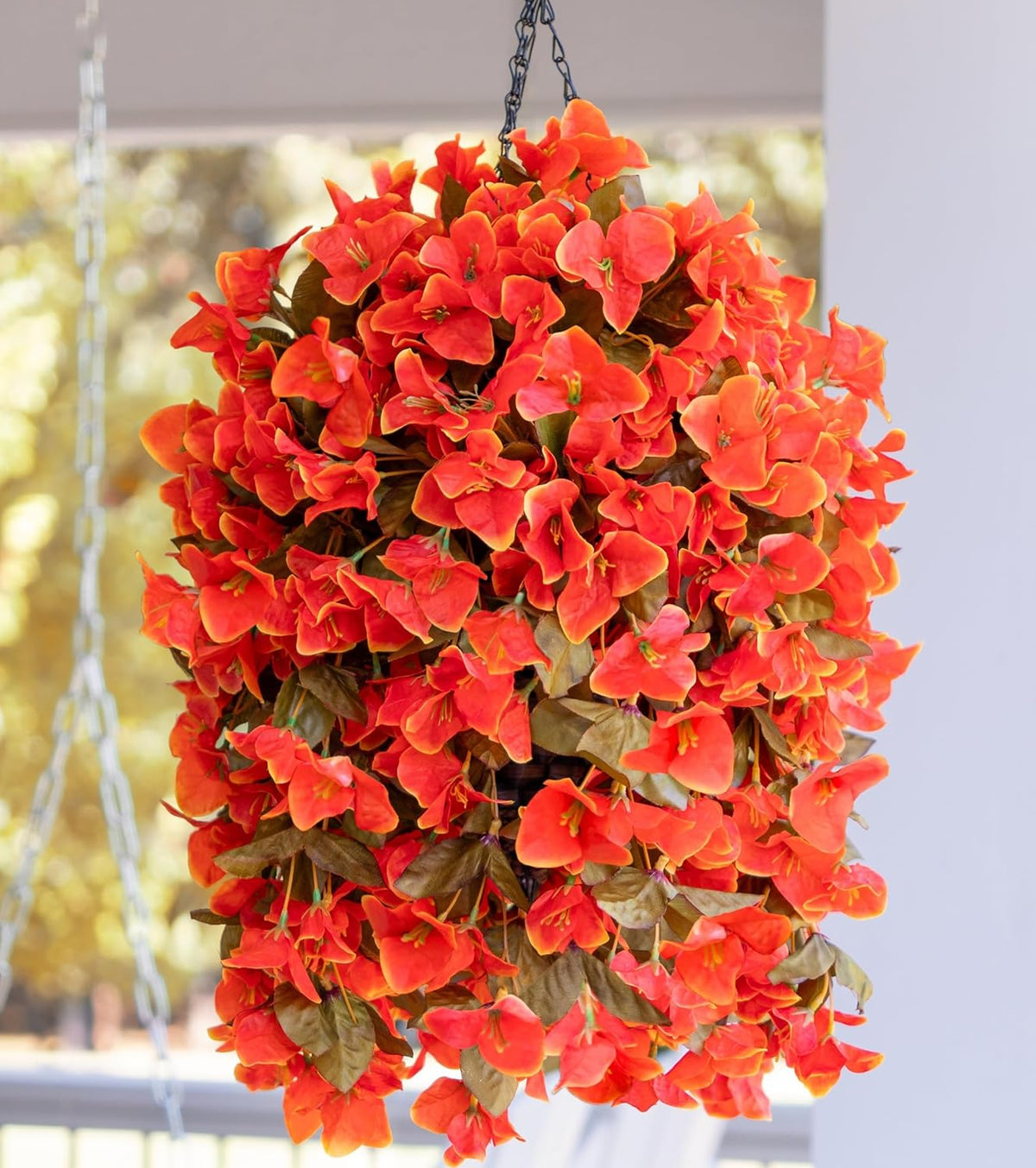 Artificial Bougainvillea Faux Flowers Plants Baskets for Outdoor Outside Decoration, 3PCS Fake Silk Flowers Long Trailing Vines UV Resistant Realistic for Front Door Porch Patio (PurpleHotpink)