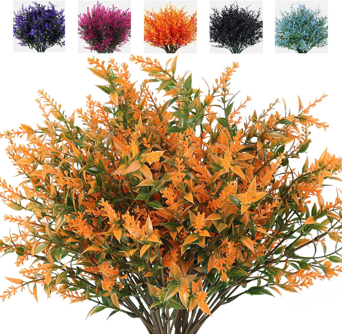 12 Bundles Artificial Lavender Flowers - UV Resistant Outdoor Fake Plants for Garden and Porch Decor