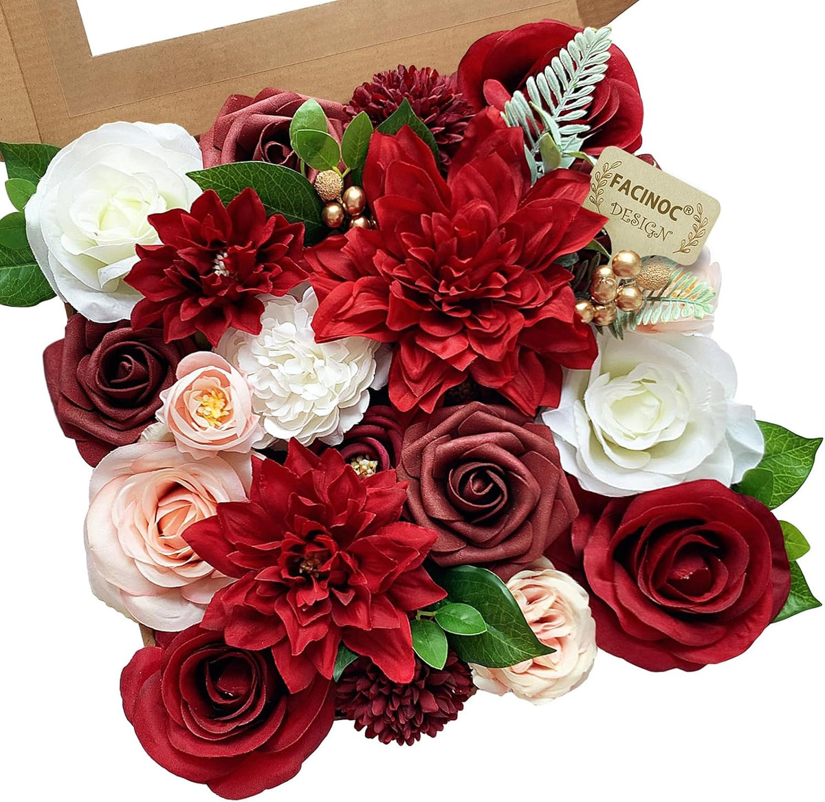 Roses Artificial Flowers Pink Bouquets Box Set for DIY Bridal Wedding Shower Decorations Fake Floral Arrangements for Party Table Centerpieces Home Decor Indoor Outdoor Dusty Blush 19 Pcs