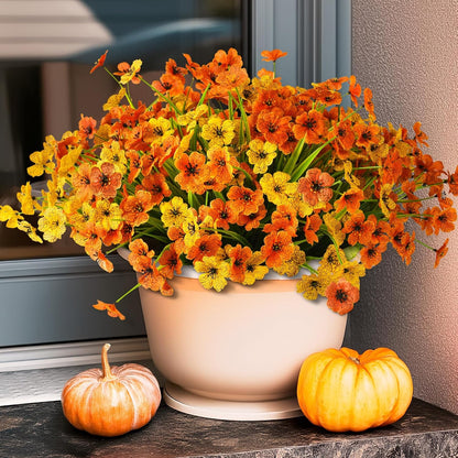 INQCMY Artificial Flowers for Outdoors Faux Plants Outdoor Fake Flowers Spring Decoration, 12 Bundles Faux Silk Colorful Daisy Realistic UV Resistant for Outside Home Planter Window Porch Patio Yard