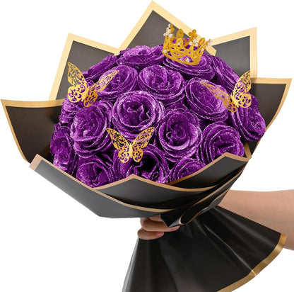Classic Waipfaru Black Glitter Roses Home Decor Kit