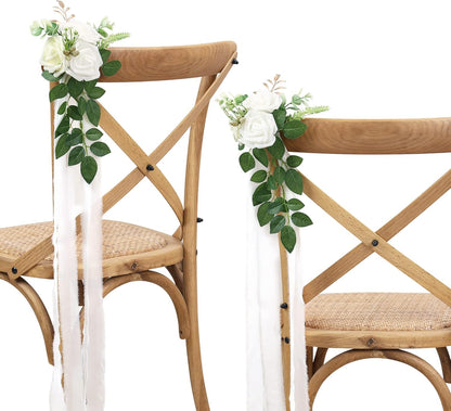 Lifelike White Wedding Pew Eucalyptus Home Decor Bundle