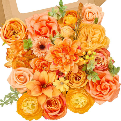 Alecono Artificial Flowers, Yellow Fake Spring Flowers Combo Box with Stems for DIY Wedding Cake, Party Table Centerpieces Home Decor