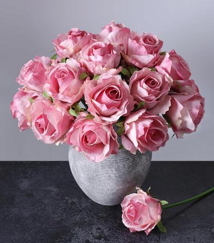 Ivydale Peony Artificial Flowers Bouquet 17.7" Faux Silk Arrangements Fake Peonies Plants Bulk Look Real Dining Table Centerpieces for Home Kitchen Wedding Party Decor, No Vase (Red)