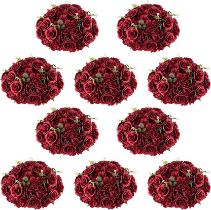 NUPTIO Artificial Flower Centrepieces for Tables - 2 Pcs Large Fake Flowers Roses Balls 15.7 inch Diam - Royal Blue Silk Faux Rose Arrangement Bouquet for Wedding Party Centerpiece Table Decorations