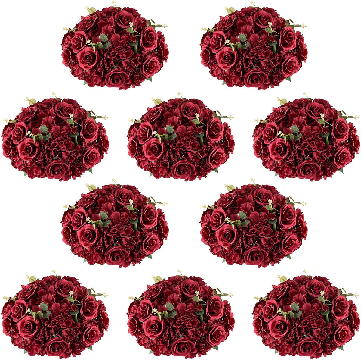 NUPTIO Artificial Flower Centrepieces for Tables - 2 Pcs Large Fake Flowers Roses Balls 15.7 inch Diam - Royal Blue Silk Faux Rose Arrangement Bouquet for Wedding Party Centerpiece Table Decorations